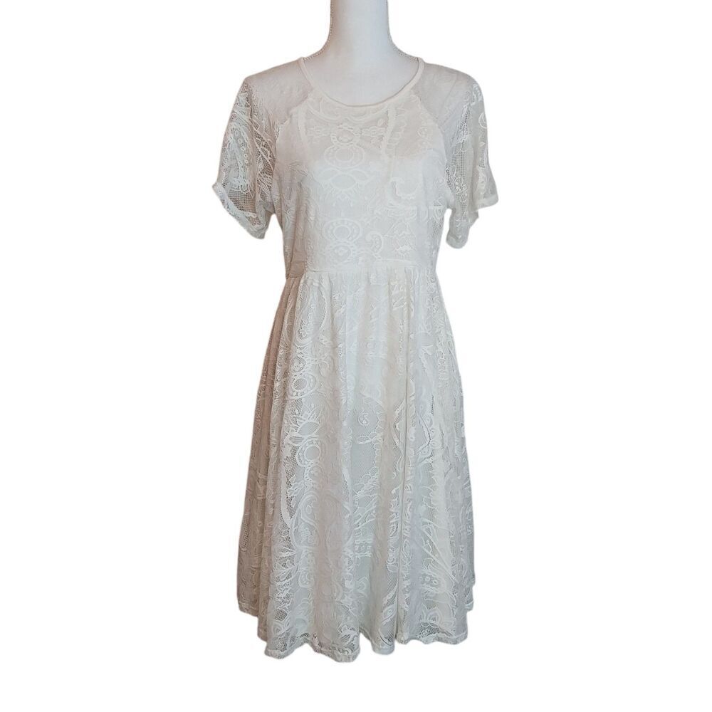Asos Lace Dress Size 10 White Whimsical Romantic Feminine Fairy Bohemian Preppy